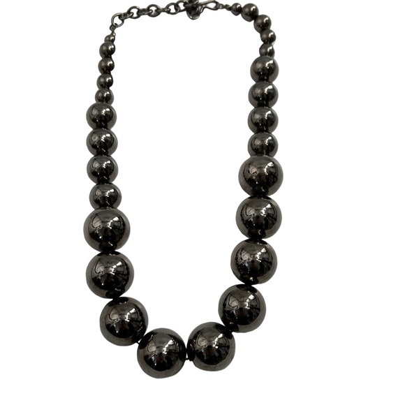 Chunky Pewter Weighted Large Beaded Necklace - Picture 1 of 8